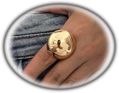 Big Gold Chunky Half Ball Dome Ring for Women, Y2k Geometric Round Metal Knuckle Ring Vintage Fashion Statement Jewelry Party Banquet Gifts in Kuwait