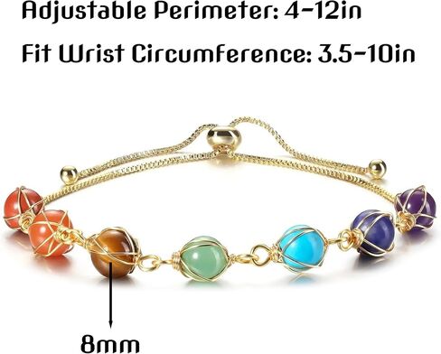 7 Chakra Feng Shui Spiritual Crystal Bracelet for Women - Adjustable Gold Tone Healing Yoga Meditation Energy Jewelry in Saudi Arabia