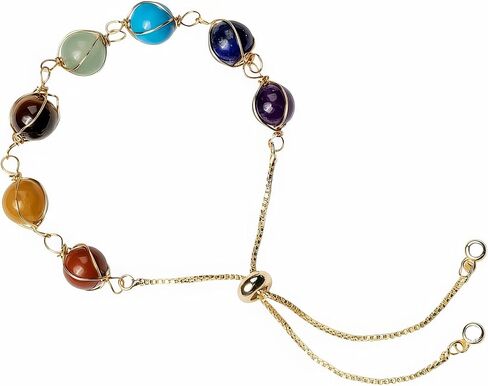 7 Chakra Feng Shui Spiritual Crystal Bracelet for Women - Adjustable Gold Tone Healing Yoga Meditation Energy Jewelry in Saudi Arabia