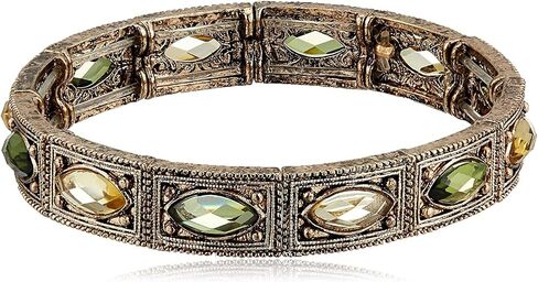 سوار مطاطي من النحاس جونكيل الزبرجد، سوار مجوهرات 1928 مع لمسات حجرية - قطع ماركيز جونكويل وزبرجد، نسخة طبق الأصل من المجوهرات العتيقة للنساء in Kuwait