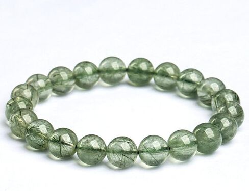 Green Phantom Quartz Bracelet,Premium Natural Green Rutilated Quartz Crystal Healing Bracelet,Wealth & Growth Energy Stone for Women & Men,8mm in Saudi Arabia