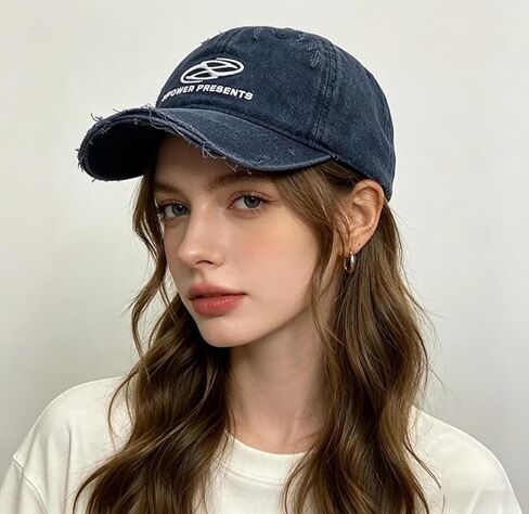 Vintage Washed Distressed Baseball Cap, Classic Embroidered Logo Casual Style, Adjustable Peak Cap for Men and Women in Kuwait