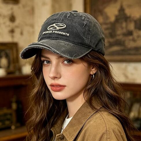 Vintage Washed Distressed Baseball Cap, Classic Embroidered Logo Casual Style, Adjustable Peak Cap for Men and Women in Kuwait
