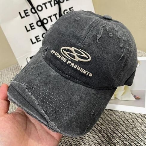Vintage Washed Distressed Baseball Cap, Classic Embroidered Logo Casual Style, Adjustable Peak Cap for Men and Women in Kuwait
