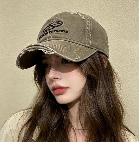 Vintage Washed Distressed Baseball Cap, Classic Embroidered Logo Casual Style, Adjustable Peak Cap for Men and Women in Kuwait