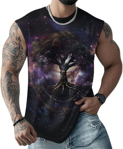 Mens Sleeveless Tank Tops Graphic Summer Funny Beach Muscle Sleeveless Shirts in Saudi Arabia