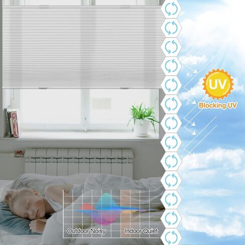 Custom Size Top Down Bottom Up Cellular Shades Light Filtering Cordless Up Down Honeycomb Window Blinds & Shades Insulating Shades for Home Living Room Bedroom Kitchen Office(White) in Saudi Arabia