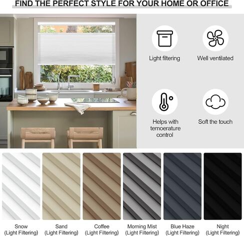 Custom Size Top Down Bottom Up Cellular Shades Light Filtering Cordless Up Down Honeycomb Window Blinds & Shades Insulating Shades for Home Living Room Bedroom Kitchen Office(White) in Saudi Arabia