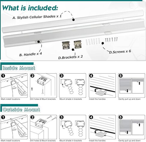 Custom Size Top Down Bottom Up Cellular Shades Light Filtering Cordless Up Down Honeycomb Window Blinds & Shades Insulating Shades for Home Living Room Bedroom Kitchen Office(White) in Saudi Arabia