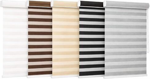 DEEPSAGE 2026 Upgraded Custom Zebra Blinds – Cordless, or Motorized Options Blackout Dual Layer Shades for Room Darkening & Privacy | Available in 6 Colors (Light Grey) in Saudi Arabia