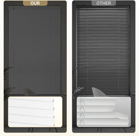 1" L-Shaped Slats Aluminum Mini Blinds, White, 65.5" W x 64" H | 100% Privacy, Cordless, Room Darkening, Anti-UV, Waterproof in Saudi Arabia
