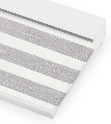 Bringnox Smart Motorized Zebra Roller Blinds - 85% Blackout, Remote Control, Works with HomeKit, Google Home & Alexa via Hub, Custom Size(85% Blackout Wave Grey-36) in Saudi Arabia