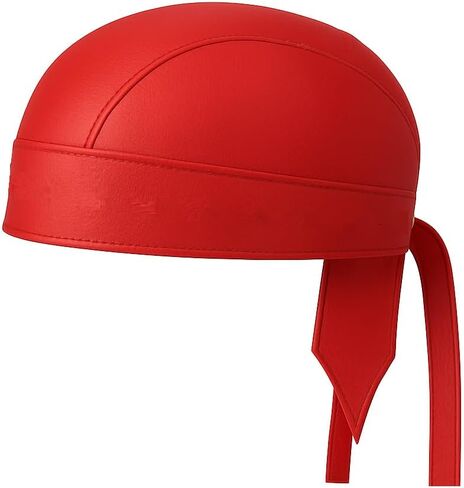 Sheep Leather Skull caps in Red Sweat Head Wraps Studded Skull Cap Bandana Style in Real Do Du Rag Leather Doo Rag Motorcycle Biker Cap Red Simple in Kuwait