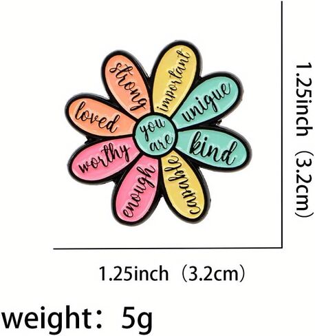 You Are Enough Flower Shaped Enamel Pin Inspirational Quote Lapel Pin for Backpacks Jackets Hats Mental Health Gift in Kuwait