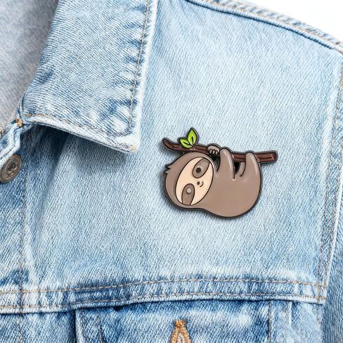 Adorable Sloth Hanging on Branch Enamel Brooch Pin Cute Cartoon Animal Lapel Pin Kawaii Animal Brooch for Jackets Backpacks Gift for Sloth Lovers in Kuwait