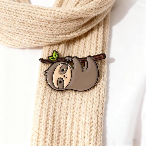 Adorable Sloth Hanging on Branch Enamel Brooch Pin Cute Cartoon Animal Lapel Pin Kawaii Animal Brooch for Jackets Backpacks Gift for Sloth Lovers in Kuwait
