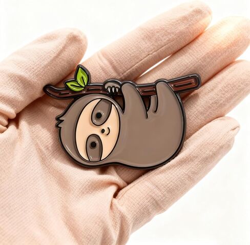 Adorable Sloth Hanging on Branch Enamel Brooch Pin Cute Cartoon Animal Lapel Pin Kawaii Animal Brooch for Jackets Backpacks Gift for Sloth Lovers in Kuwait