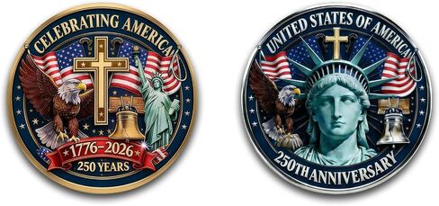 2Pack 250 Anniversary USA Pins Eagle & Liberty & Cross Commemorative 1776-2026 250th Buttons United States Patriotic 250 Pin Merchandise in Saudi Arabia