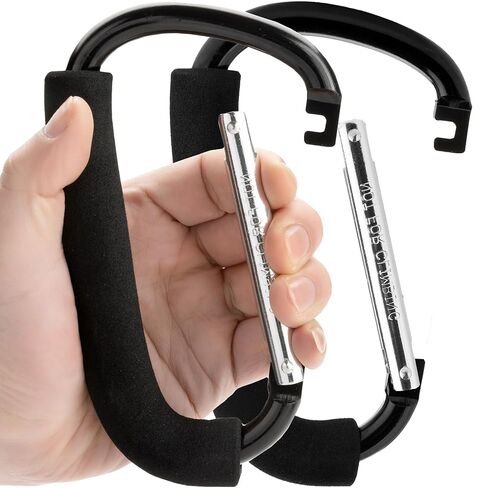 Funbliss Stroller Hooks by Baby，2 Pack Convenient Organizer Hook Bag Clips to Diaper Bags Clothing,Purses,Groceries,Great Hook Set for Mommy When Walking or Shopping(Black) in Kuwait