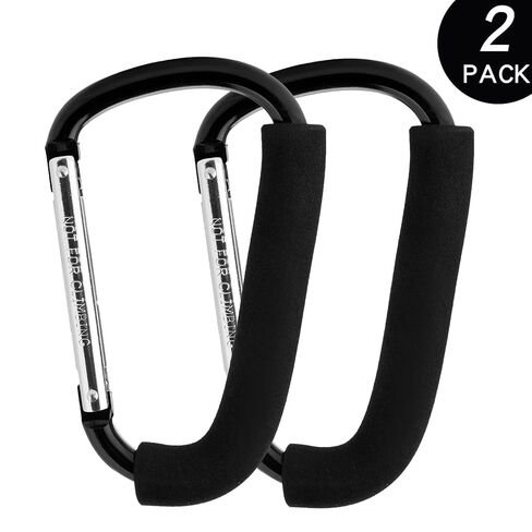 Funbliss Stroller Hooks by Baby，2 Pack Convenient Organizer Hook Bag Clips to Diaper Bags Clothing,Purses,Groceries,Great Hook Set for Mommy When Walking or Shopping(Black) in Kuwait