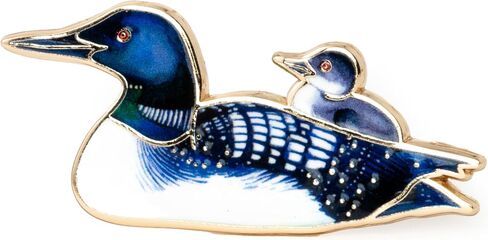 Mom Loon & Baby Loon Pin, Wildlife Enamel Pin, Bird Lover Gift, Lake-Themed Pin, Northern Bird Lapel Pin, Adirondack Wildlife-Inspired Accessories in Saudi Arabia