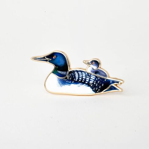 Mom Loon & Baby Loon Pin, Wildlife Enamel Pin, Bird Lover Gift, Lake-Themed Pin, Northern Bird Lapel Pin, Adirondack Wildlife-Inspired Accessories in Saudi Arabia
