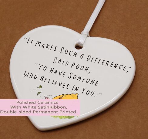 Teacher Mentor Gift-It Makes Such A Difference-Teacher Appreciation Ornament Keepsake for Classroom Educator Instructor-Heart Shaped White Ceramic Ornament Plaque Décor in Saudi Arabia