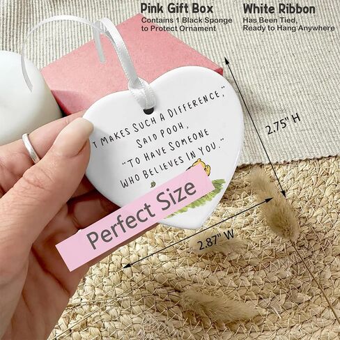 Teacher Mentor Gift-It Makes Such A Difference-Teacher Appreciation Ornament Keepsake for Classroom Educator Instructor-Heart Shaped White Ceramic Ornament Plaque Décor in Saudi Arabia
