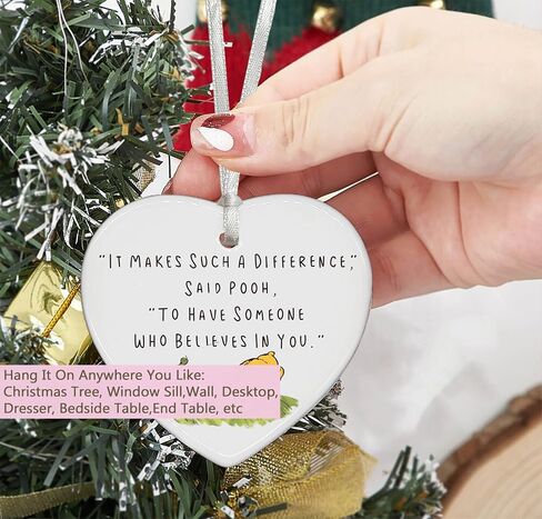 Teacher Mentor Gift-It Makes Such A Difference-Teacher Appreciation Ornament Keepsake for Classroom Educator Instructor-Heart Shaped White Ceramic Ornament Plaque Décor in Saudi Arabia