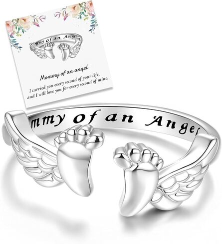Miscarriage Gifts for Mothers Pregnancy Loss Son or Daughter Ring Mommy of an Angel Wing Ring Memorial Sympathy Jewelry for Mother's Day Gifts in Saudi Arabia