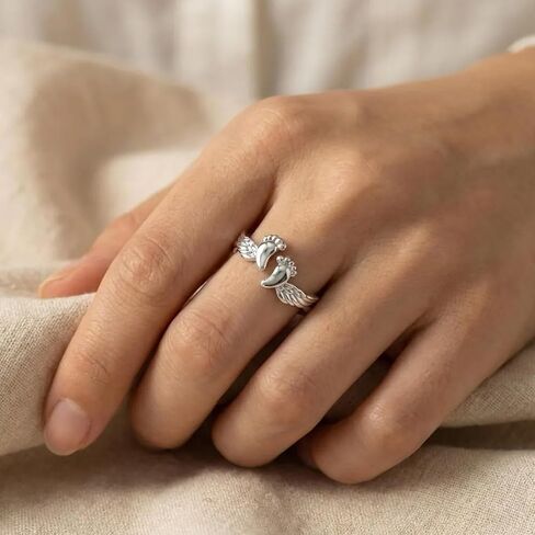 Miscarriage Gifts for Mothers Pregnancy Loss Son or Daughter Ring Mommy of an Angel Wing Ring Memorial Sympathy Jewelry for Mother's Day Gifts in Saudi Arabia
