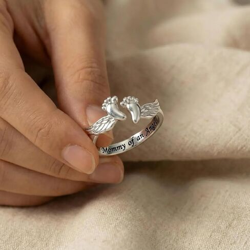 Miscarriage Gifts for Mothers Pregnancy Loss Son or Daughter Ring Mommy of an Angel Wing Ring Memorial Sympathy Jewelry for Mother's Day Gifts in Saudi Arabia