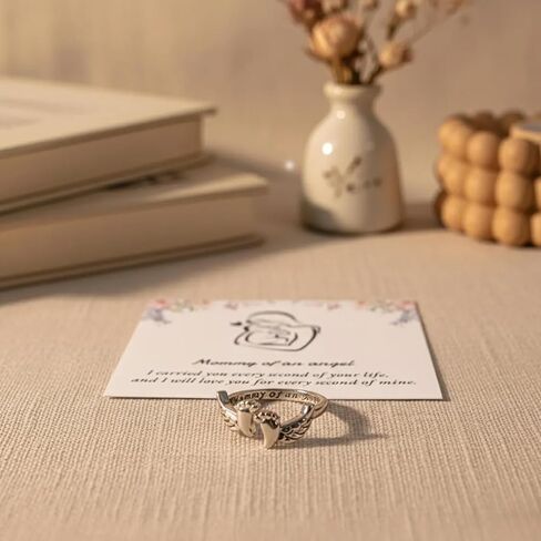 Miscarriage Gifts for Mothers Pregnancy Loss Son or Daughter Ring Mommy of an Angel Wing Ring Memorial Sympathy Jewelry for Mother's Day Gifts in Saudi Arabia