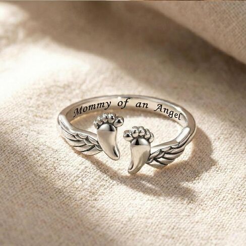 Miscarriage Gifts for Mothers Pregnancy Loss Son or Daughter Ring Mommy of an Angel Wing Ring Memorial Sympathy Jewelry for Mother's Day Gifts in Saudi Arabia