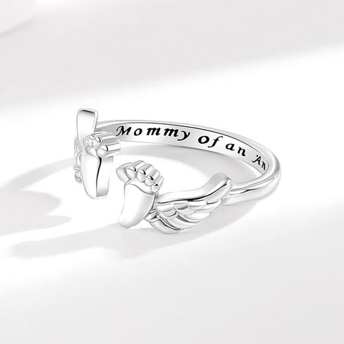 Miscarriage Gifts for Mothers Pregnancy Loss Son or Daughter Ring Mommy of an Angel Wing Ring Memorial Sympathy Jewelry for Mother's Day Gifts in Saudi Arabia