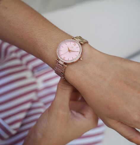 Kenneth Scott Women's Analog Watch 32mm Pink Dial Rose Gold Stainless Steel in Saudi Arabia