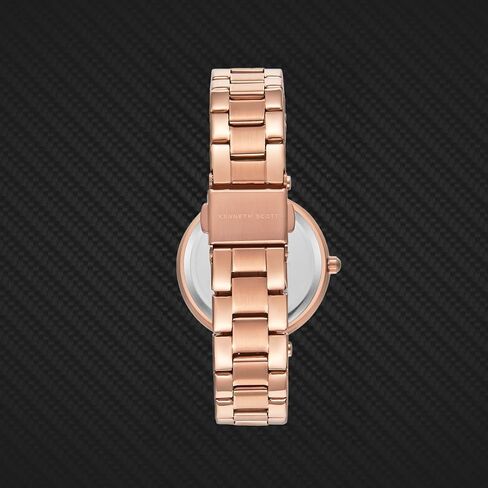 Kenneth Scott Women's Analog Watch 32mm Pink Dial Rose Gold Stainless Steel in Saudi Arabia