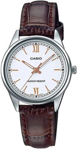 Casio LTP-V005L-7B3 Women's Standard Analog Brown Leather Band White Dial Watch in Kuwait
