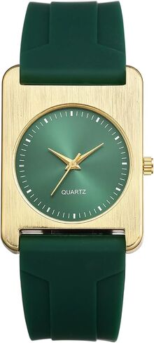 OIDEA Women's Silicone Strap Watch: Simple Style Gold Square Dial Quartz Wrist Watches for Women Casual Sports Female Ladies Watch in Kuwait