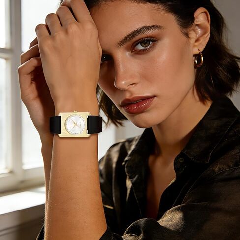 OIDEA Women's Silicone Strap Watch: Simple Style Gold Square Dial Quartz Wrist Watches for Women Casual Sports Female Ladies Watch in Kuwait