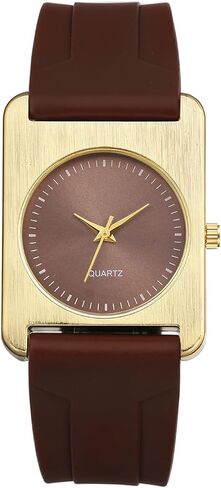 OIDEA Women's Silicone Strap Watch: Simple Style Gold Square Dial Quartz Wrist Watches for Women Casual Sports Female Ladies Watch in Kuwait