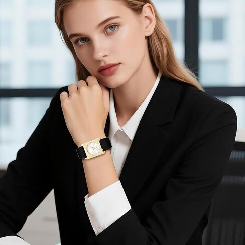 OIDEA Women's Silicone Strap Watch: Simple Style Gold Square Dial Quartz Wrist Watches for Women Casual Sports Female Ladies Watch in Kuwait