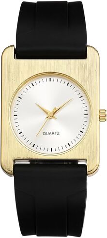OIDEA Women's Silicone Strap Watch: Simple Style Gold Square Dial Quartz Wrist Watches for Women Casual Sports Female Ladies Watch in Kuwait