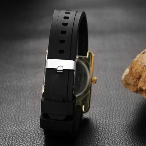 OIDEA Women's Silicone Strap Watch: Simple Style Gold Square Dial Quartz Wrist Watches for Women Casual Sports Female Ladies Watch in Kuwait