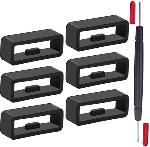 Watch Band Loops, 7 in 1 Silicone Watch Strap Holder Kit with 6PCS Wristwatch Strap Keeper, Fastener Rings and Spring Bar Tool for Smart Sport Watches Rubber Replacement in Saudi Arabia