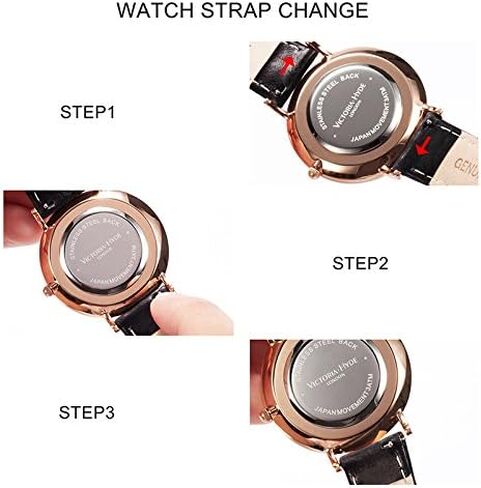 VICTORIA HYDE Retro Watches for Women Small Dial Analog Quartz Detachable Genuine Leather Strap Ladies Wristwatch Black in Saudi Arabia