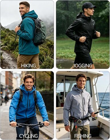 Men's Rain Jacket Waterproof Lightweight Rain Coat with Hood, Breathable Mens Windbreaker for Outdoor Cycling Travel in Saudi Arabia