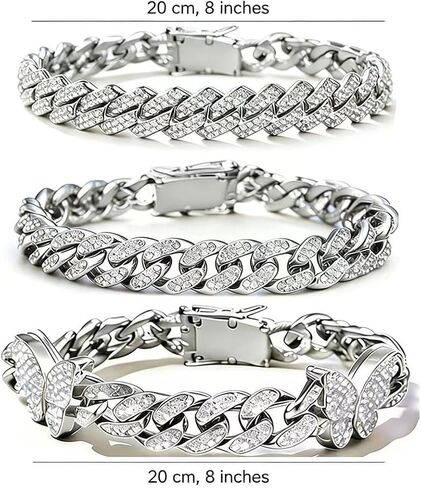 Gold Silver Butterfly Cuban Bracelet Set, Round Rhinestone Layered Beach Style Fashion Jewelry for Women in Saudi Arabia