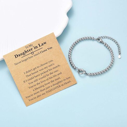 Mothers Day Gifts for Women Wife Mom Grandma Bonus Step Mom, Dainty 4MM Tiny Stainless Steel Beaded Heart Bracelet Jewelry Easter Basket Stuffers Christmas Valentines Birthday Gifts for Women in Saudi Arabia