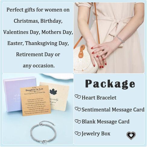 Mothers Day Gifts for Women Wife Mom Grandma Bonus Step Mom, Dainty 4MM Tiny Stainless Steel Beaded Heart Bracelet Jewelry Easter Basket Stuffers Christmas Valentines Birthday Gifts for Women in Saudi Arabia